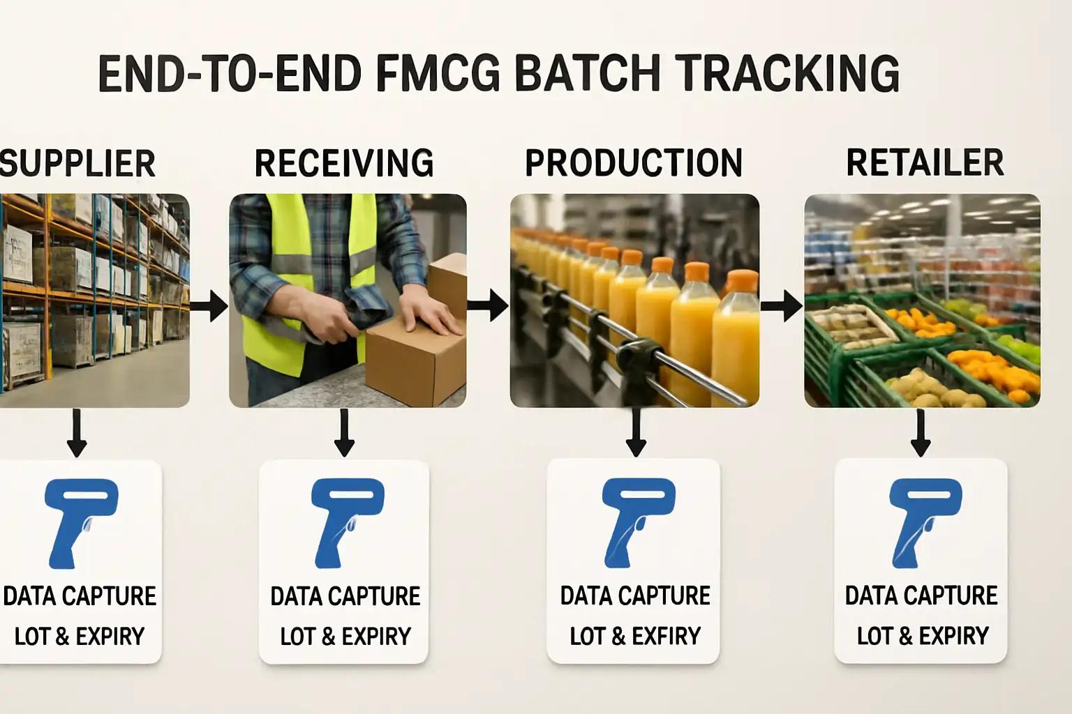 Complex food supply chain from farm to consumer