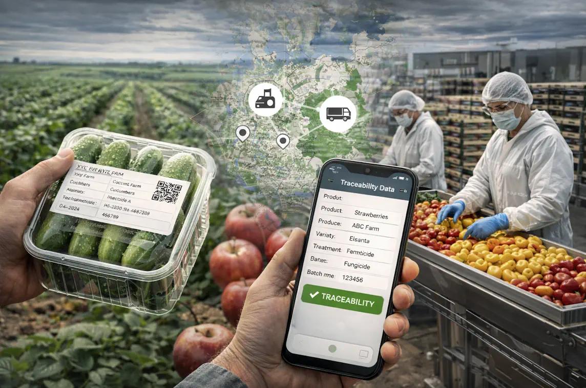 Complex food supply chain from farm to consumer
